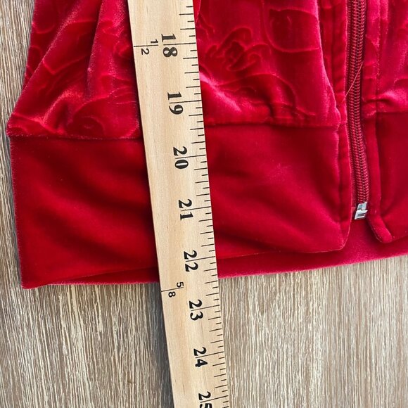 Baby Phat Jacket Women's Red Sz L Cat Embossed Velvet Zip Up 90's - Picture 10 of 11